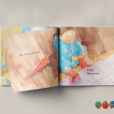 Truyện Ehon bé 1-2-3 tuổi - Đi dạo dưới mưa