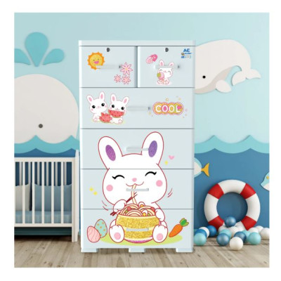 Tủ nhựa 5 tầng Qui Phúc AE màu xanh dương mẫu Rabbit KT 710 x 505 x 1310 mm _ Juno Sofa hàng lắp sẵn