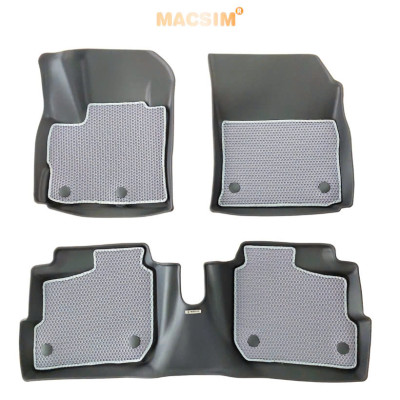 Thảm sd3 dạng lưới lục giác 2 lớp Mitsubishi Mirage (màu ghi) bề mặt cao su siêu sạch nhãn hiệu Macsim