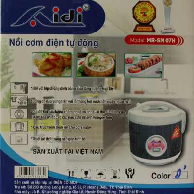 Nồi Cơm Điện Tự Động Nắp Gài Aidi MR-SM 07H (1 lít) - Màu Ngẫu Nhiên - Hàng Chính Hãng