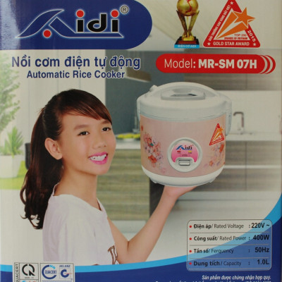 Nồi Cơm Điện Tự Động Nắp Gài Aidi MR-SM 07H (1 lít) - Màu Ngẫu Nhiên - Hàng Chính Hãng