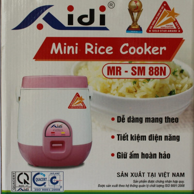 Nồi cơm điện mini cặp lồng Aidi MR-SM 88N (0,6 lít) -Màu Ngẫu Nhiên - Hàng Chính Hãng