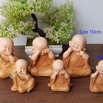 Bộ 03 chú tiểu áo nâu - mẫu Tam Không size mini 7cm mã MIXU-CT012B