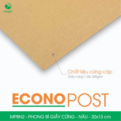 MPBN2 - 20x13 cm - Combo 100 phong bì giấy cứng đóng hàng màu nâu thay thế túi gói hàng