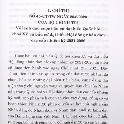Các Văn Bản Chỉ Đạo, Hướng Dẫn Bầu Cử Đại Biểu Quốc Hội Khóa Xv Và Đại Biểu Hội Đồng Nhân Dân Các Cấp Nhiệm Kỳ 2021-2026