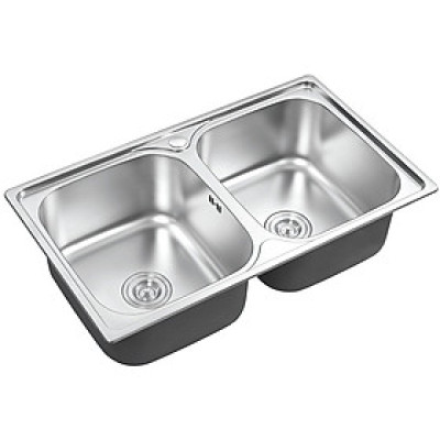Chậu rửa chén Inox 2 hộc  Eurolife EL-C8 (Trắng bạc)