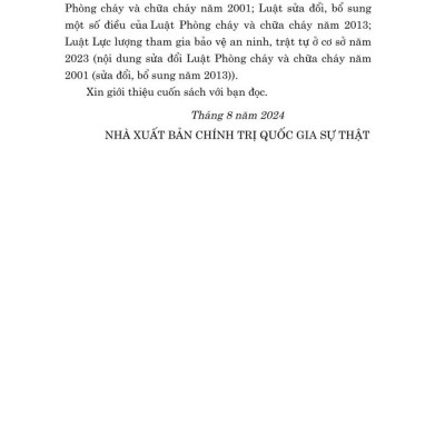 Luật phòng cháy và chữa cháy năm 2001 (sửa đổi, bổ sung năm 2013, 2023) bản in 2024