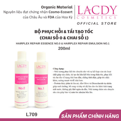 Bộ sản phẩm phục hồi - tái tạo tóc hư tổn Lacdy (L706 L707) Chai số 0 200ml & chai số 1 200ml