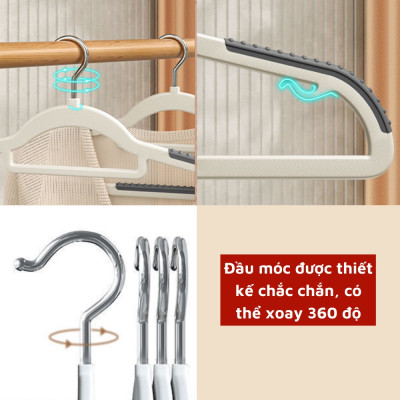 Set 10 Móc Treo Quần Áo Chống Trượt Xoay 360 Đa Năng Bằng Nhựa Cao Cấp Bền Chịu Được Vật Nặng
