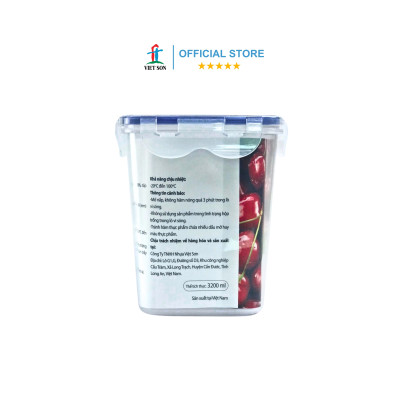 [TẶNG KHAY RÁO NƯỚC] Hộp Đựng Thực Phẩm VIETSON 3200ml Nắp Khóa 4 Cạnh Kín Hơi