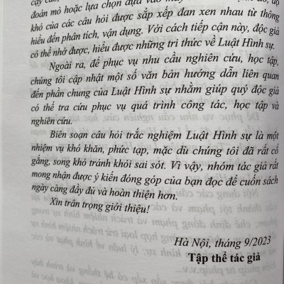 Trắc Nghiệm Luật Hình Sự Việt Nam - Phần Chung