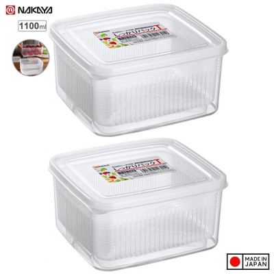 Set hộp thực phẩm 2 lớp bảo quản tủ lạnh, dùng được trong lò vi sóng Nakaya 1.1L - Hàng nội địa Nhật Bản (#Made in Japan)