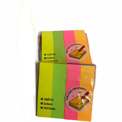 Combo 5 xấp Giấy note dạ quang 4 màu No.GS-02