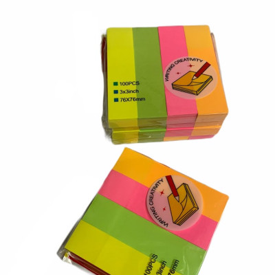 Combo 5 xấp Giấy note dạ quang 4 màu No.GS-02