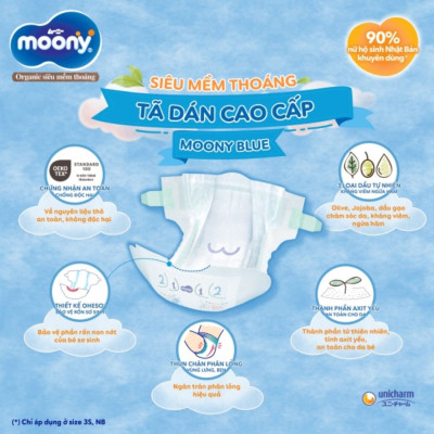 Tã Dán Cao Cấp Moony Nhật Bản S84 (84 Miếng)