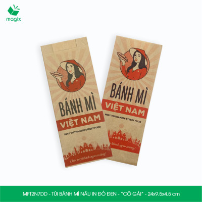  MFT2N7DD - 24x9.5x4.5 cm - 100 túi giấy đựng bánh mì, túi đựng thức ăn mang đi, túi take away