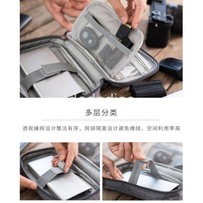 Túi đựng phụ kiện công nghệ đựng pin sạc dự phòng, điện thoại, cáp sạc usb, tai nghe có quai cầm, [Loại cao cấp - Màu Đen] Túi Đựng Phụ Kiện Công Nghệ Có Quai Cầm, Chống Nước - Hàng Chính Hãng dododios