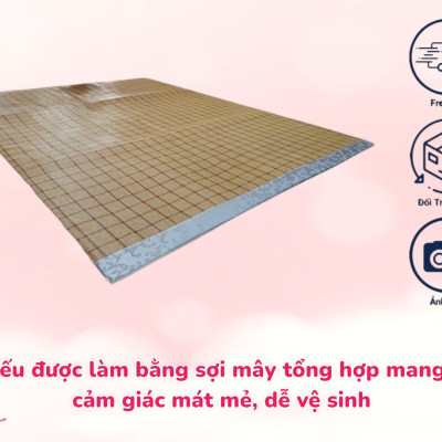 Chiếu Điều Hòa Sợi Mây Tổng Hợp Có Lớp Mút Foam Dày 5cm Đủ Size Thoáng Mát Và Êm Ái
