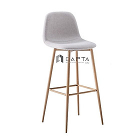 Ghế quầy bar màu xám nhạt cố định cao 75cm CB2151-F Nội thất Capta.vn Ghế đảo bếp nệm bọc vải bố màu xám nhạt có lưng tựa chân sắt sơn vân gỗ 