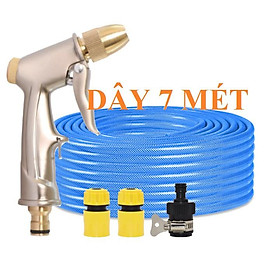 Bộ dây vòi xịt nước rửa xe,tưới cây ,tăng áp 3 lần, loại 7m10m 206701-1 đầu đồng,cút,nối nhựa đ+ túi đựng bút