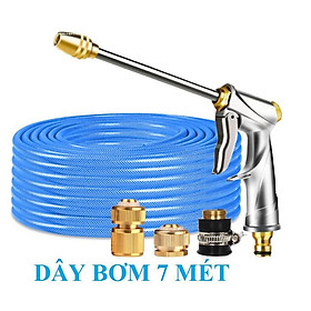 ️ Bộ dây vòi xịt nước rửa xe, tưới cây , tăng áp 3 lần, loại 7m, 10m 206701-2 đầu đồng, cút đồng + đai