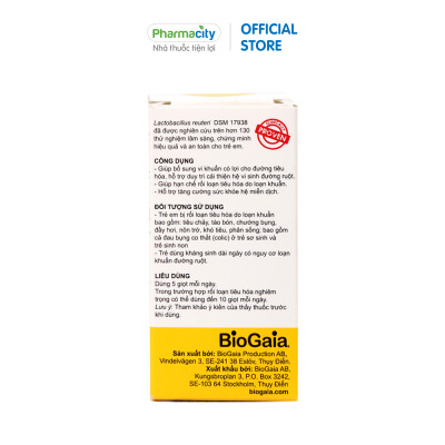 Dung dịch bổ sung lợi khuẩn tiêu hóa BioGaia Protectis Baby Drops (Lọ 5ml)
