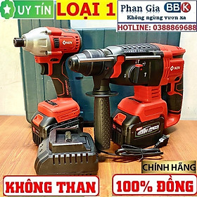 Bộ Combo 2 Trong 1 Gồm Máy Khoan Đục Bê Tông Dùng Pin 188V, Khoan Bê Tông Siêu Khỏe Và Máy Bắn Vít Cầm Tay 3 Chức Năng (Tặng Hộp Đựng)