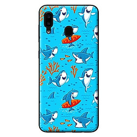 Ốp lưng in cho Samsung Galaxy A20 mẫu Cá Mập Lướt Ván - Hàng chính hãng