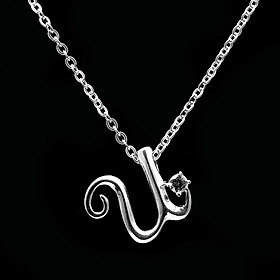Dây Và Mặt Dây Chuyền Nữ Bạc Hiểu Minh CC001.U - Chữ U - Bảo Hành Vĩnh Viễn ( Hàng Chính Hãng )
