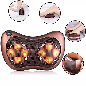 Gối Massage Hồng Ngoại 8 Bi Nhật Bản Có Đảo Chiều- Nâng Cao Sức Khoẻ- Kèm Đầu Cắm Sạc Trên Oto- Hàng Chính Hãng MINIIN