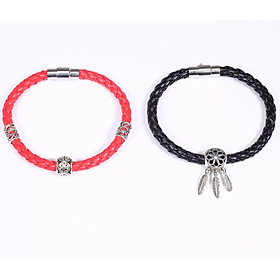Combo 2 vòng dây da mix charm bạc thái - Ngọc Quý Gemstones