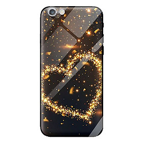 Ốp kính cường lực cho iPhone 6s nền tim vàng 1 - Hàng chính hãng