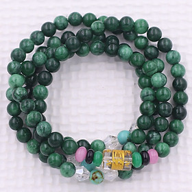 Vòng chuỗi 108 hạt đá cẩm thạch sơn thủy charm lục tự chân ngôn - hạt 8 ly ( size lớn ), vòng chuỗi niệm Phật, vòng chuỗi đeo tay