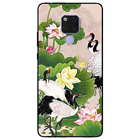 Ốp lưng in cho Huawei Mate 20 Mẫu Sen Và Hạc
