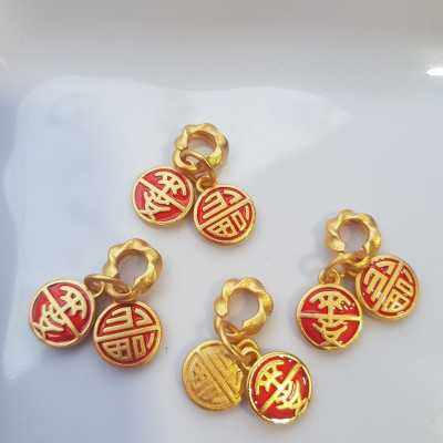 Phụ Kiện Nữ Charm vòng đeo tay xinh Hình 2 đồng tròn đỏ kiểu may mắn các chị em phối vào vòng tay của mình ạ Size đồng tròn kiểu size ngang 10mm x dầy 2mm ạ