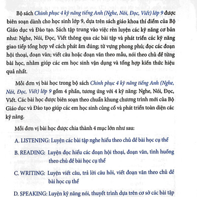 Chinh Phục 4 Kỹ Năng Tiếng Anh Nghe - Nói - Đọc - Viết Lớp 9 - Tập 1