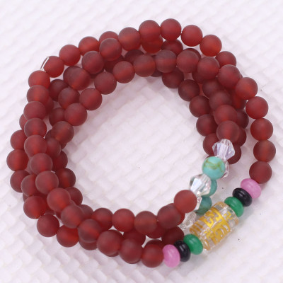 Vòng chuỗi 108 hạt mã não đỏ mờ charm lục tự chân ngôn - hạt 8 ly ( size lớn ), vòng chuỗi niệm Phật, vòng chuỗi đeo tay