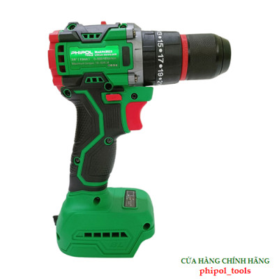 Combo Máy khoan vít đầu 10mm 21V động cơ không chổi than, có búa PHIPOL TOOLS PH3023 Kèm 2 pin và sạc - Hàng Chính Hãng
