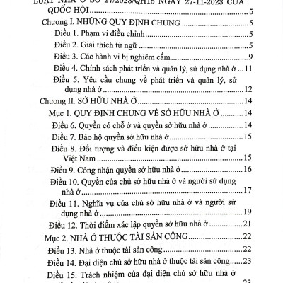 Luật Nhà Ở (Hiện Hành) (Được Quốc Hội Thông Qua Ngày 27-11-2023, Có Hiệu Lực Từ Ngày 01-01-2025)
