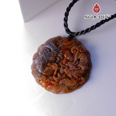 Mặt dây chuyền long phụng đá chalcedony - Ngọc Quý