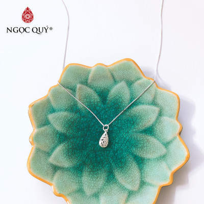 Dây chuyền bạc mặt giọt nước họa tiết hoa văn - Ngọc Quý Gemstones