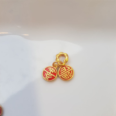 Phụ Kiện Nữ Charm vòng đeo tay xinh Hình 2 đồng tròn đỏ kiểu may mắn các chị em phối vào vòng tay của mình ạ Size đồng tròn kiểu size ngang 10mm x dầy 2mm ạ