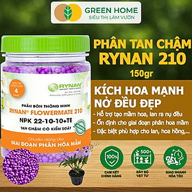 Phân Tan Chậm Greenhome, Rynan 210, Hũ 150gr, Dùng Cho Phong Lan Trưởng Thành, Bonsai, Đủ Dưỡng Chất Cho 120 Ngày
