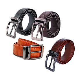 HC4757-58-59-60 - Thắt lưng nam da cá sấu Huy Hoàng nguyên con bụng 4P đầu kim màu đen, nâu đất, nâu đỏ, vàng bò