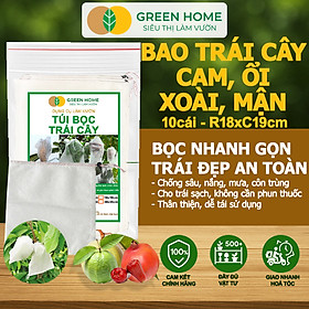 10 Túi Bọc Hoa Quả GreenHome, Ổi Bưởi Xoài Na Mướp (Có Nút Cài), Sử Dụng 3-5 Năm, Nhiều Kích Thước