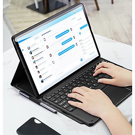 Bao da danh cho Samsung Galaxy Tab S9 Plus , Tab S9 Fe Plus , Tab S9 , Tab S9 Fe kèm bàn phím bluetooth có bàn di chuột TouchPad hiệu Dux Ducis - Hàng Chính Hãng