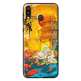 Ốp in cho Samsung Galaxy M20 Hạc Nền Vàng - Hàng chính hãng