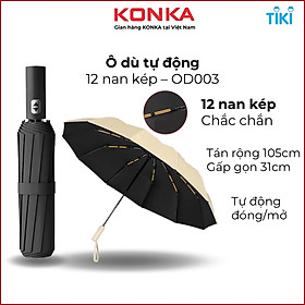 Ô gấp gọn tự động 12 nan kép, ô dù che mưa nắng mini chống tia UV tự động đóng mở nhỏ gọn - OD003