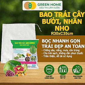 10 Túi Bọc Bưởi Da Xanh GreenHome, 30x35cm, Có Nút Cài, Độ Bền 3-5 Năm, Nhiều Kích thước