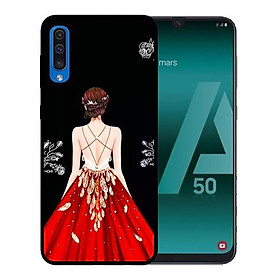 Ốp lưng cho Samsung A50  Cô Gái Đầm Đỏ Nền Đen - Hàng chính hãng